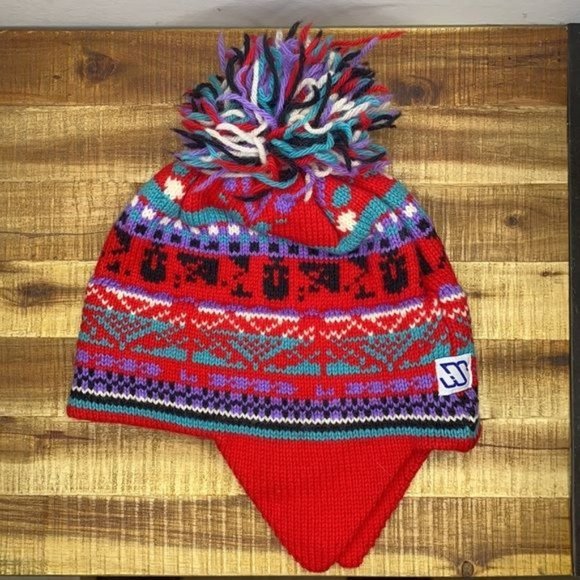 Vintage Murray Merkley Handmade Knitted Wool Beanie With Ear Flaps RARE - Picture 2 of 5